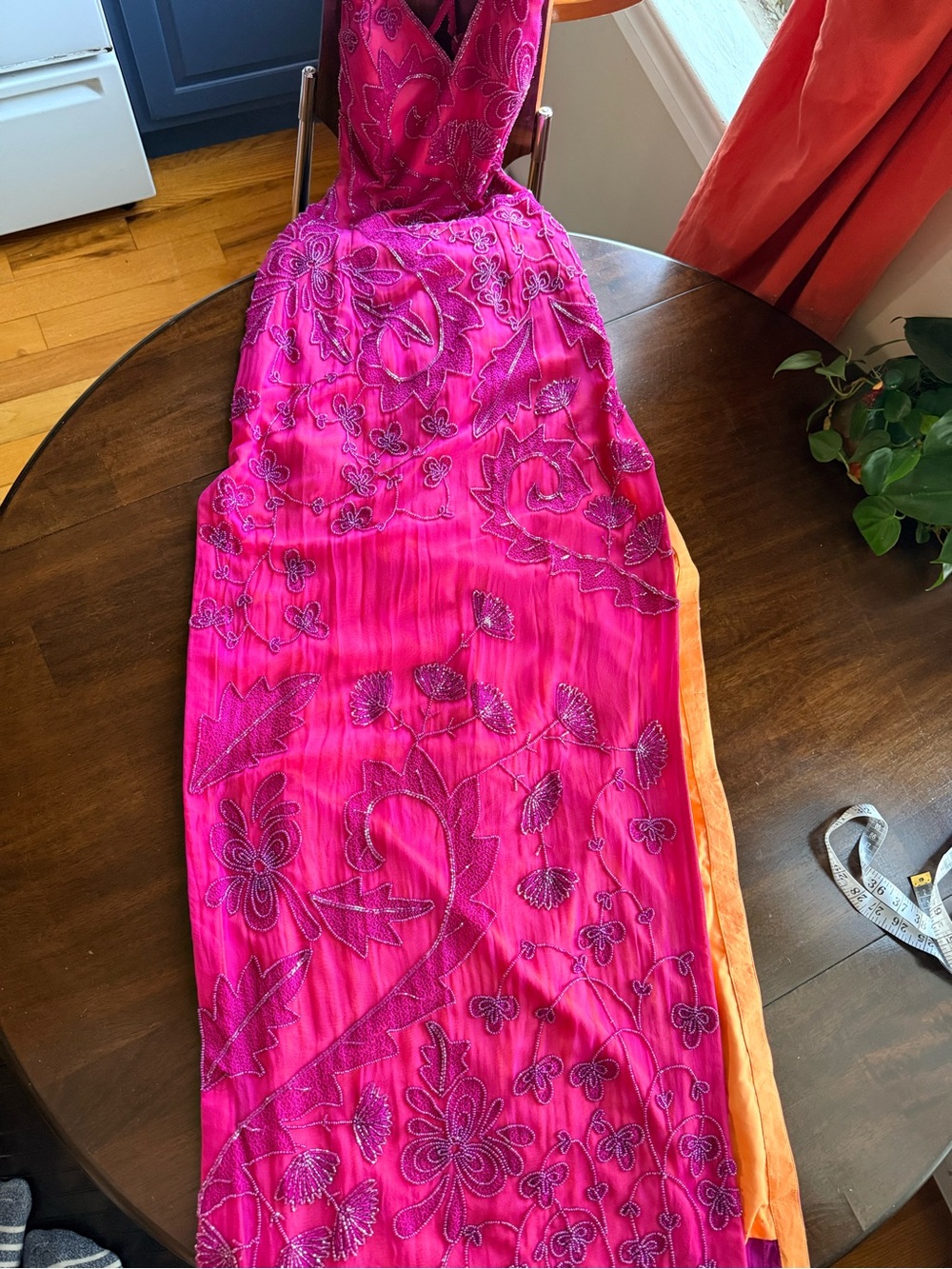 Cache Pink Beaded Floral Prom Dress - Picture 4 of 9